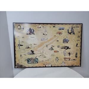 Star Wars Planet Jakku Map Wall Hanging Decor Wood 19 x 12